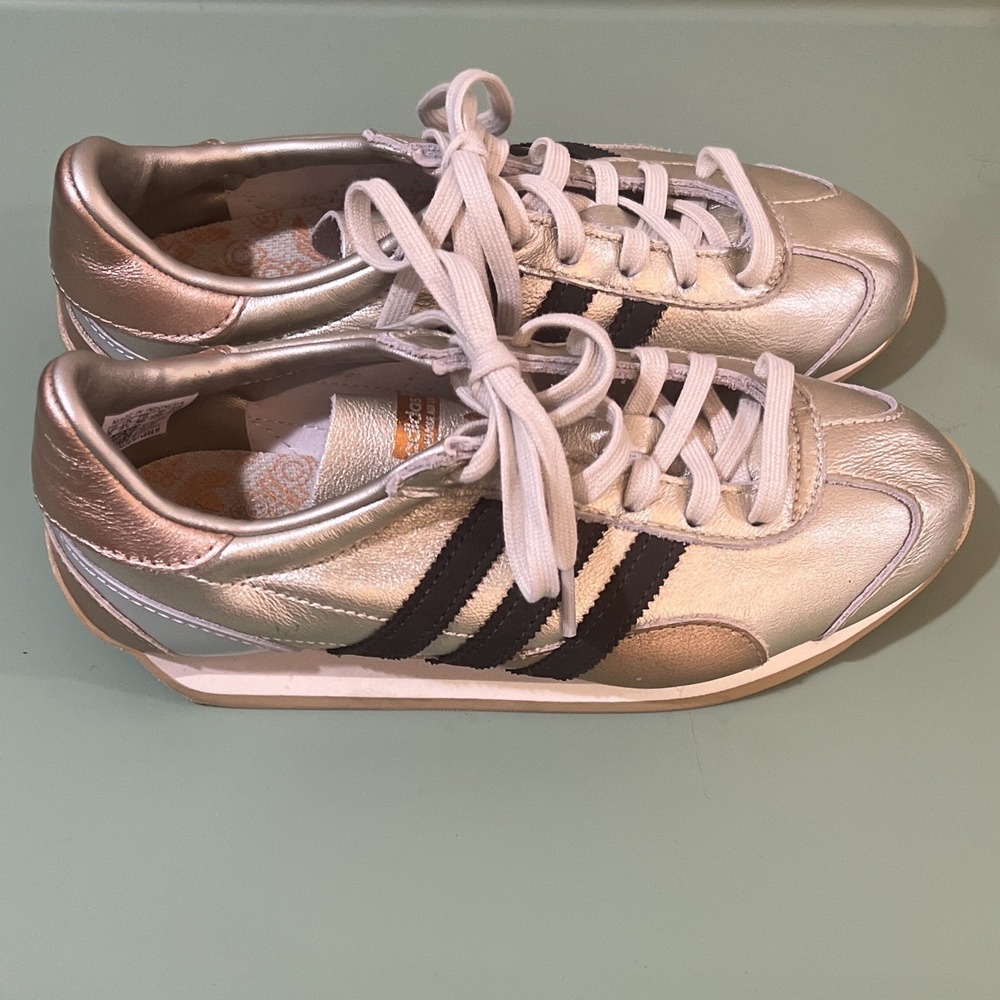adidas Dragon Unisex Kids Metallic Gold Leather Low Top Lace-Up Sneaker US 5